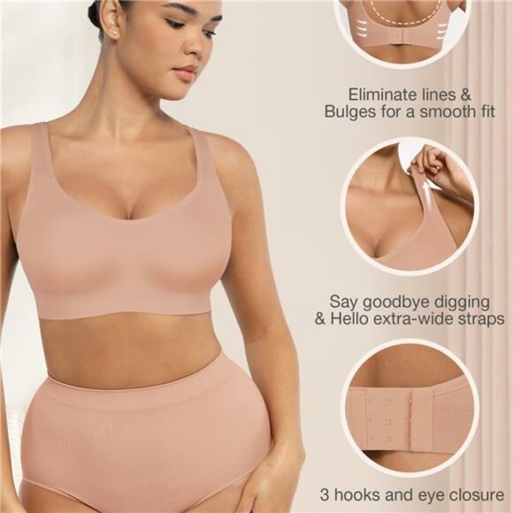 NWT Women's Beige Wireless Bralette Multiple Sizes - Picture 2 of 9